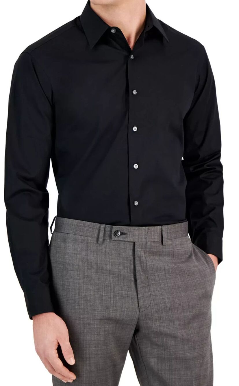 NWT Club Room Men's Fashion L/S Button-Down Shirt "DEEP BLACK" Size XXXL $55.00